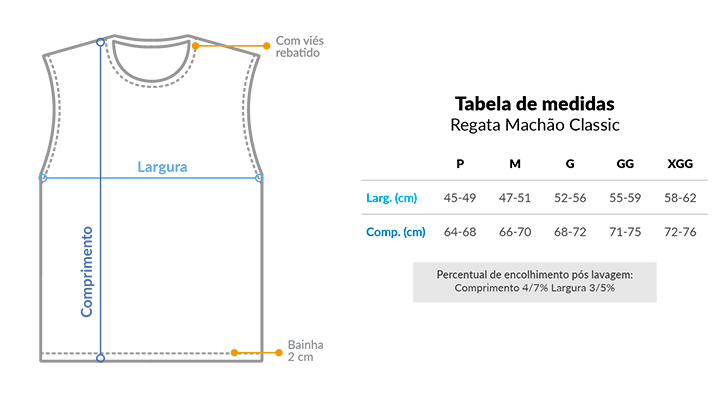 Imagem da tabela de medidas de Machão Classic