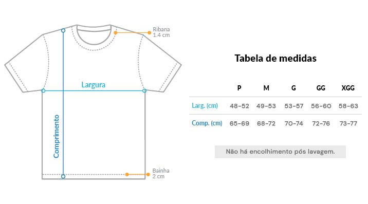 Imagem da tabela de medidas de Camiseta Masculina Dryfit - MVA