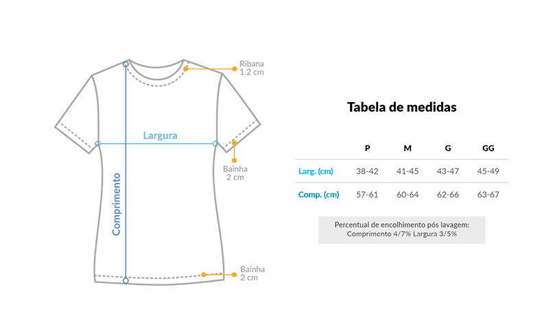 Imagem da tabela de medidas de Camiseta Feminina Dryfit - MVA
