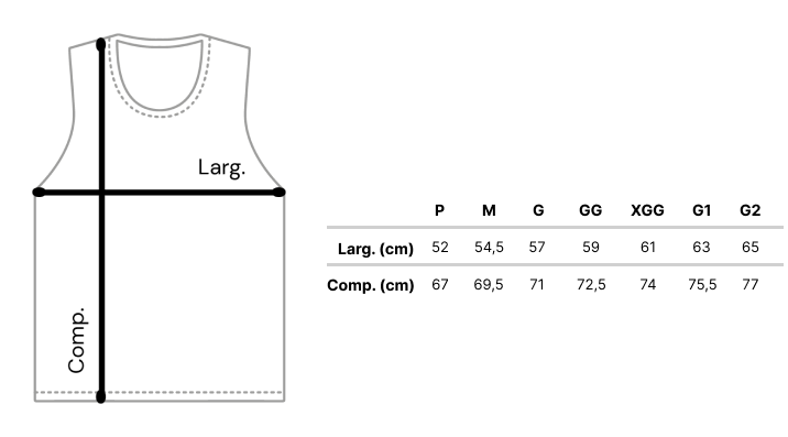Imagem da tabela de medidas de Regata Masculina Dry Sport UV