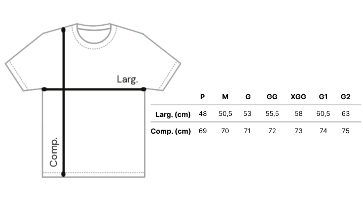 Imagem da tabela de medidas de Camiseta Masculina Dry Sport UV